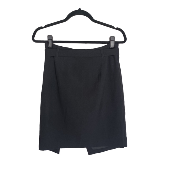 AMANDA + CHELSEA Black Split Front Skirt With Belt 2 (XSmall) - Picture 3 of 8